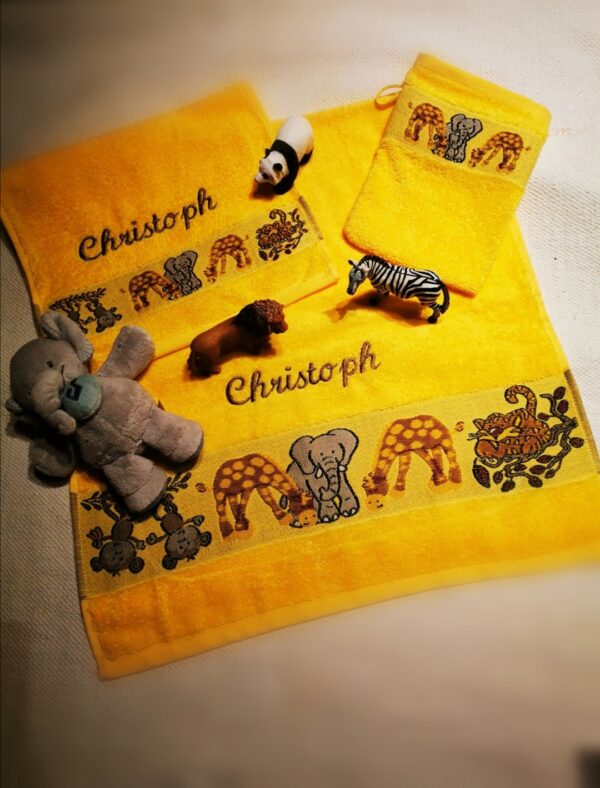 3er Set Handtuchset für  Kinder bestickt – Bild 2